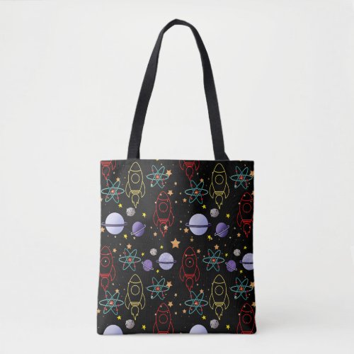 Planets Stars and Rocket Ships Tote Bag