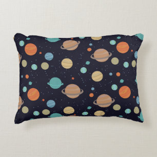 Planets, stars, galaxy accent pillow