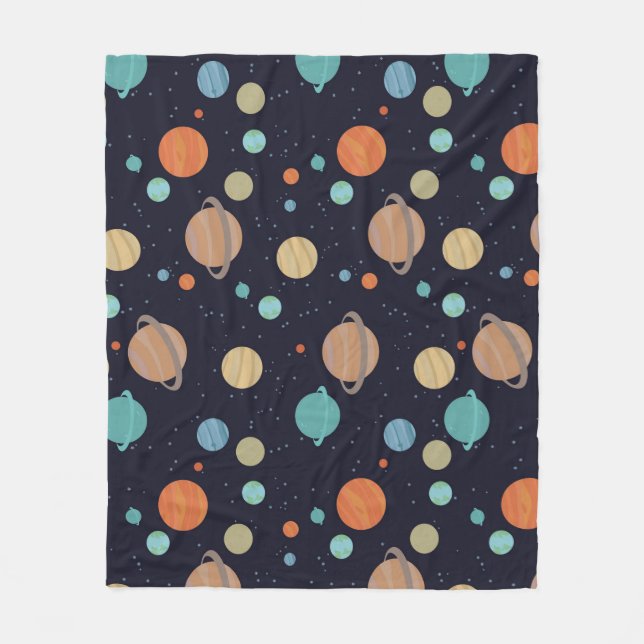 Planets, stars, galaxy fleece blanket (Front)