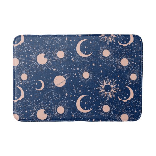 Planets  Stars Pattern Bath Mat