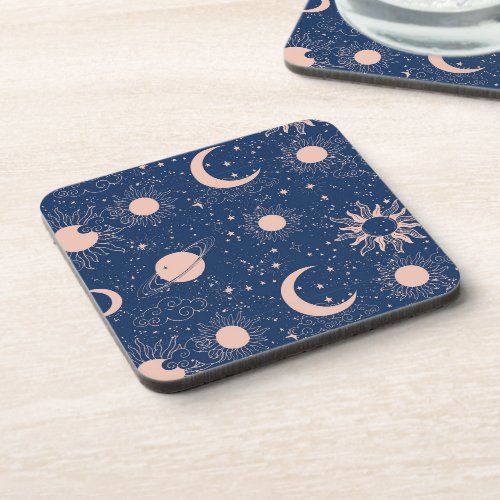 Planets  Stars Pattern Beverage Coaster