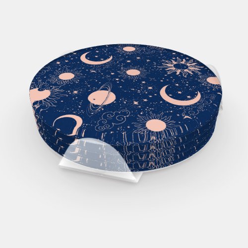 Planets  Stars Pattern Coaster Set