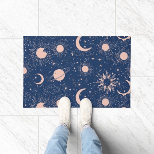 Planets  Stars Pattern Doormat