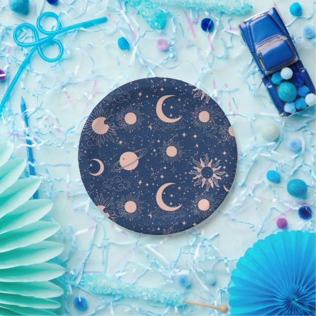 Planets & Stars Pattern Paper Plates (Party)