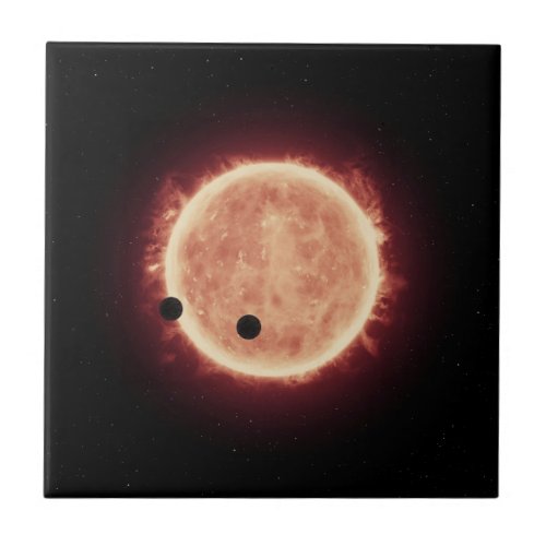 Planets Transiting Red Dwarf Star In Trappist_1 Ceramic Tile