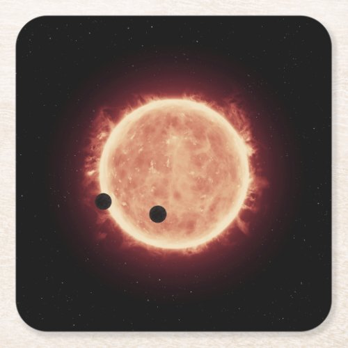 Planets Transiting Red Dwarf Star In Trappist_1 Square Paper Coaster