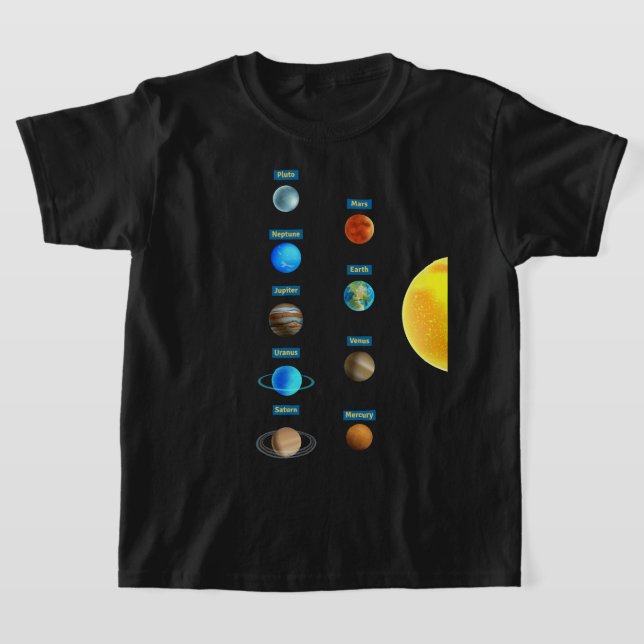Planets with Names T-Shirt (Laydown)