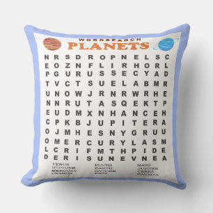 Planets Word Search Throw Pillow