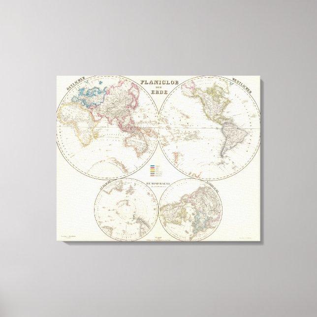 Planiglob der Erde Atlas Map Canvas Print (Front)