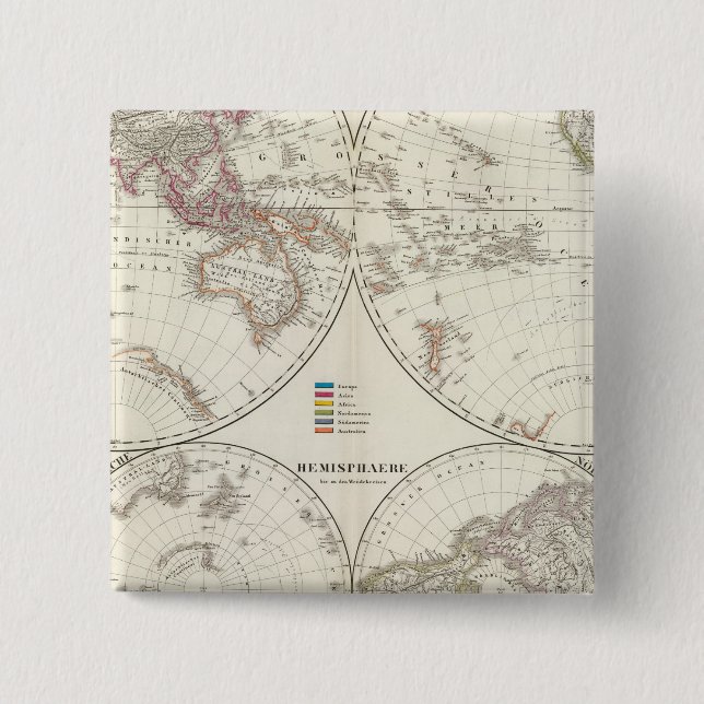 Planiglob der Erde Atlas Map Pinback Button (Front)