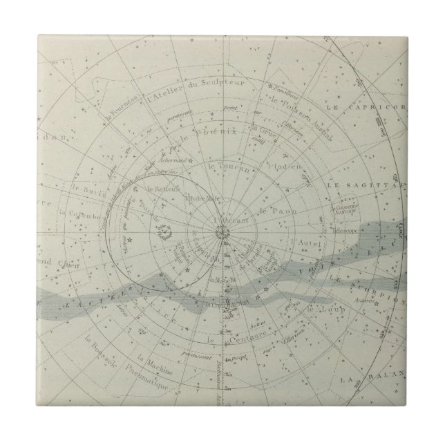 Planisphere Celeste Hemisphere Ceramic Tile (Front)
