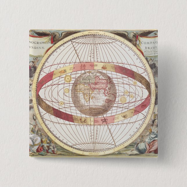 Planisphere, from 'Atlas Coelestis' Pinback Button (Front)