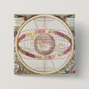 Planisphere, from 'Atlas Coelestis' Pinback Button