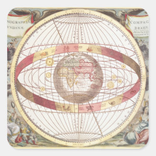 Planisphere, from 'Atlas Coelestis' Square Sticker