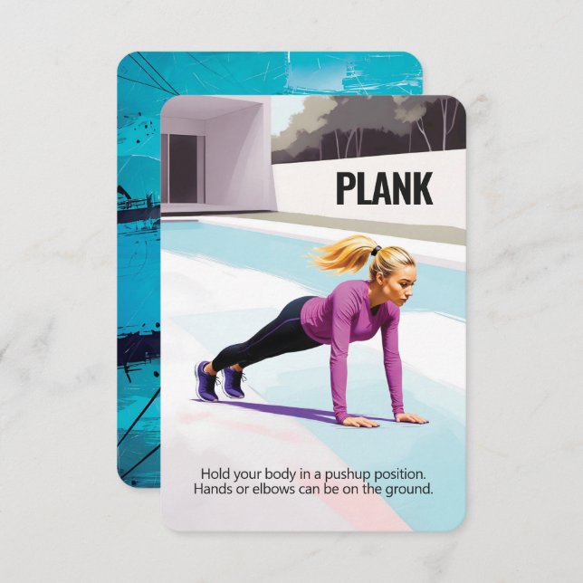 Plank Fitness Card with Blue Backing (Front/Back)