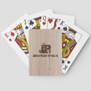 Plank Wood Board Look Monogram Custom Template Poker Cards