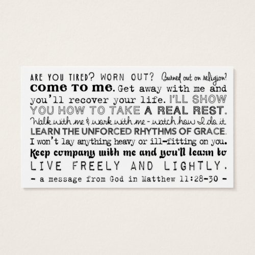 Planned Act of Christian Kindness (P.A.C.K.) Card Business Card