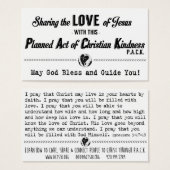 Planned Act of Christian Kindness (P.A.C.K.) Card (Front & Back)