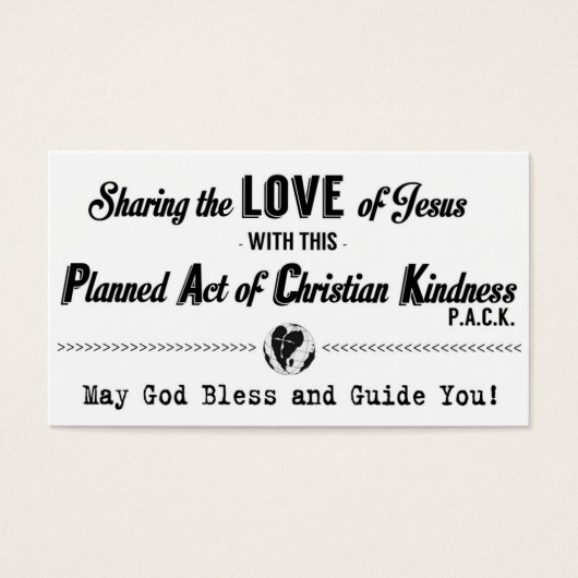 Planned Act of Christian Kindness (P.A.C.K.) Card (Front)