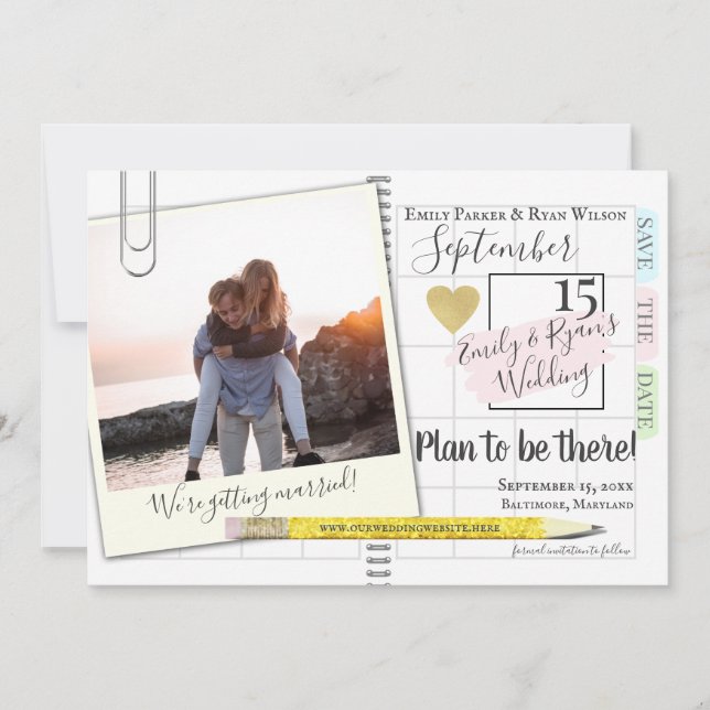 Planner Bullet Journal Calendar Photo Save The Date (Front)