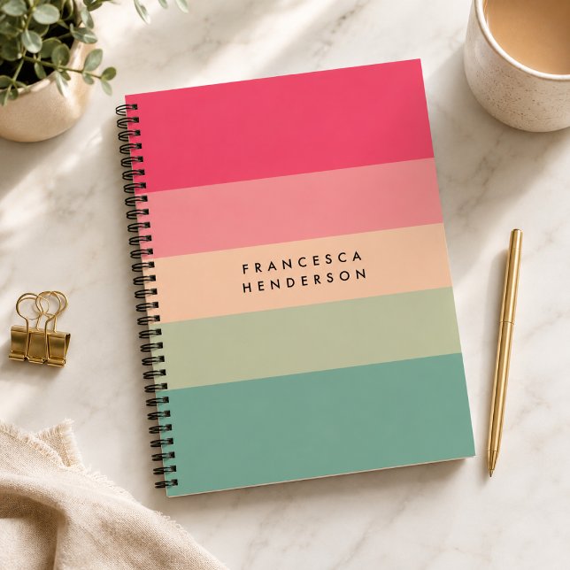 Planner | Colorful Stripe Personalized Organizer (Personalized colorful planner with custom name for schedules, goals, notes, and plans.)