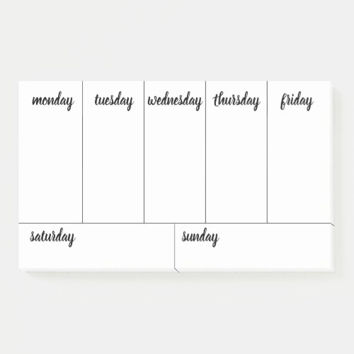 Planner Customizable 7 Day Tear Away Calendar Post_it Notes