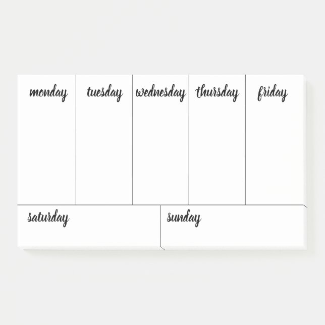 Planner Customizable 7 Day Tear Away Calendar Post-it Notes (Front)