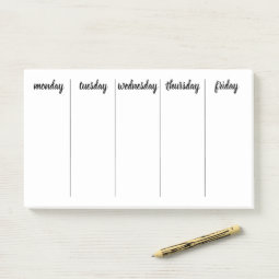 Planner Customizable 7 Day Tear Away Calendar Post-it Notes | Zazzle