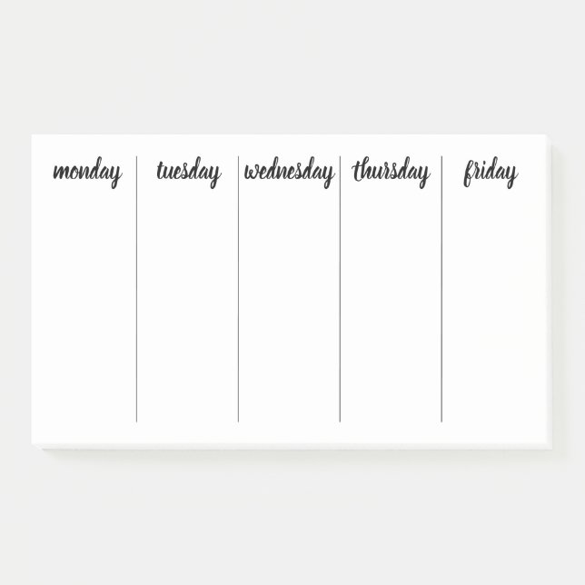 Planner Customizable 7 Day Tear Away Calendar Post-it Notes (Front)