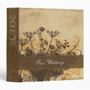Planner Distressed Brown Wildflowers Woodgrain Binder