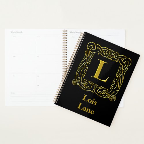 Planner _ Monogram L _ Celtic Dragon Frame