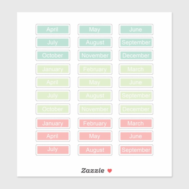 Planner Sticker Sheet Month Pastel Rainbow Cute (Sheet)