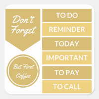 Planner Stickers: Daily Reminder in Gold Square Sticker