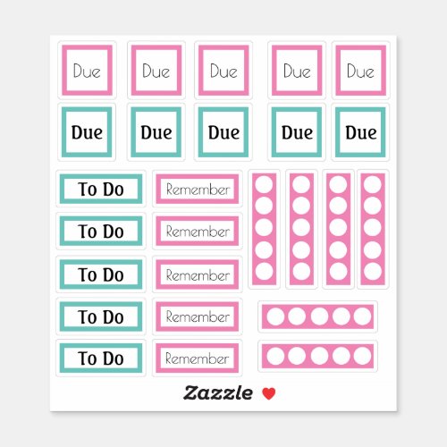 Planner Stickers To Do and Remember in Pink Teal