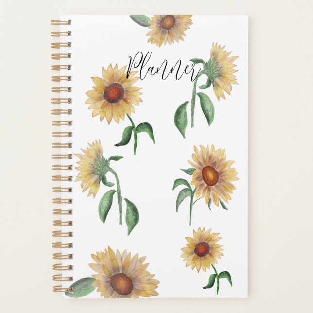 Planner | Sunflower | 5.5x8.5 | Watercolor  (Front)