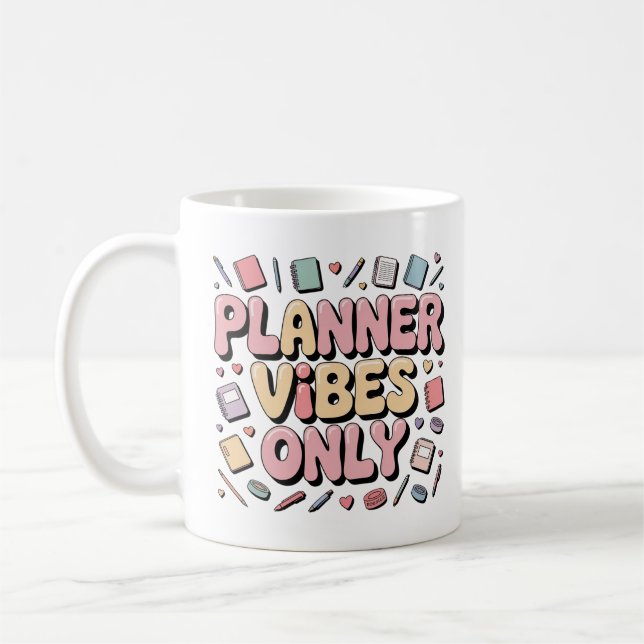 Planner Vibes Only Pastel Journaling Back to Schoo Coffee Mug (Left)