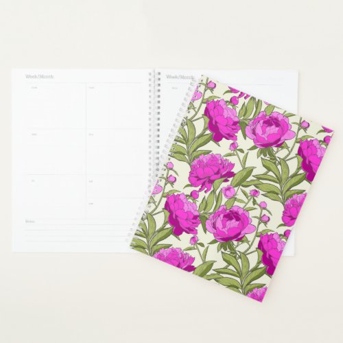 Planner with vintage floral pink patterned cover