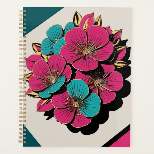 Planner's Notebook Modern Peony Design (Front)