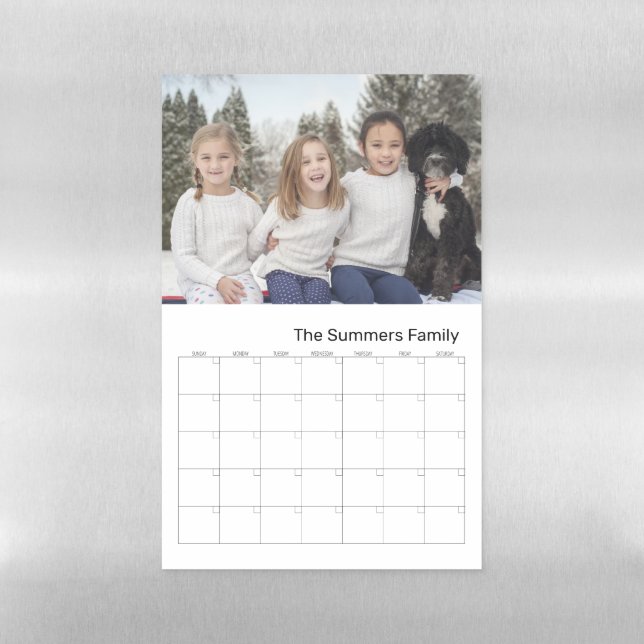 Planning Blank Calendar Photo Family Monogram Magnetic Dry Erase Sheet (Vertical)