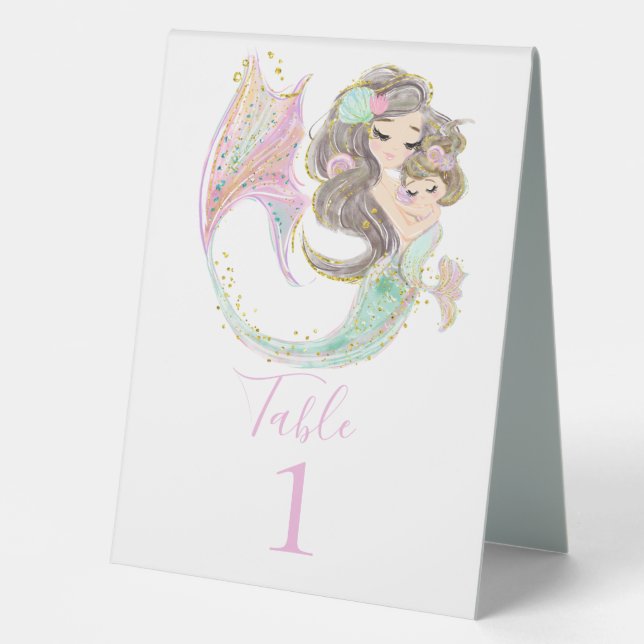  Planning  Magical Mermaid Party Table Tent (Front)