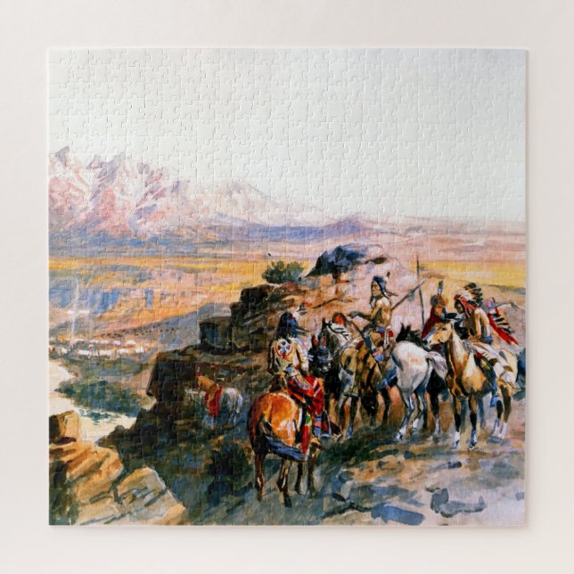 “Planning the Attack” by Charles M Russell Jigsaw Puzzle (Vertical)