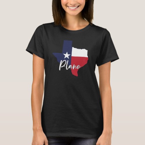 Plano Texas Flag Map Womens Black T_Shirt