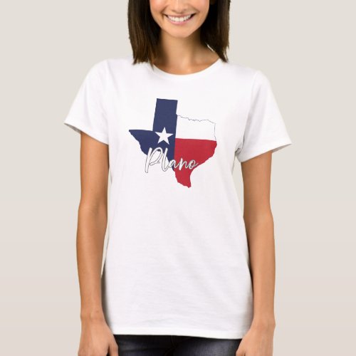 Plano Texas Flag Map Womens White T_Shirt