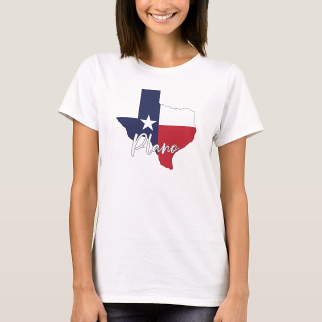 Plano, Texas Flag Map Women's White T-Shirt (Front)
