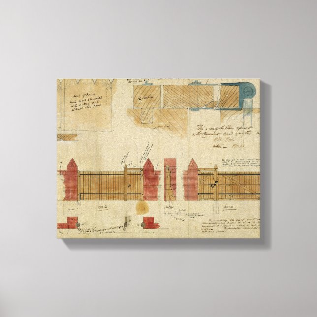 Plans and elevations for The Red House, Bexley Hea Canvas Print (Front)