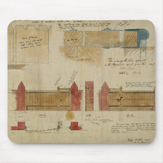 Plans and elevations for The Red House, Bexley Hea Mouse Pad (Front)