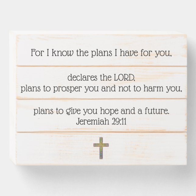 Plans Bible Scripture Wooden Box Jeremiah 29:11 (Front Horizontal)