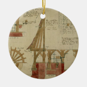 Plans for the Red House, Bexley Heath (pen and ink Ceramic Ornament