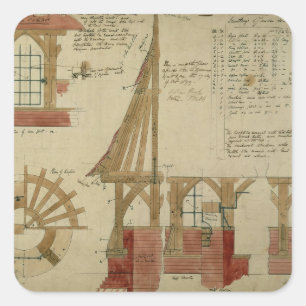 Plans for the Red House, Bexley Heath (pen and ink Square Sticker
