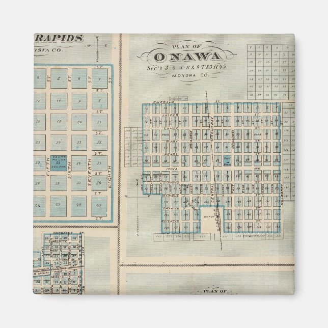 Plans of Sioux Rapids, Onawa, Storm Lake, Newell Magnet (Front)